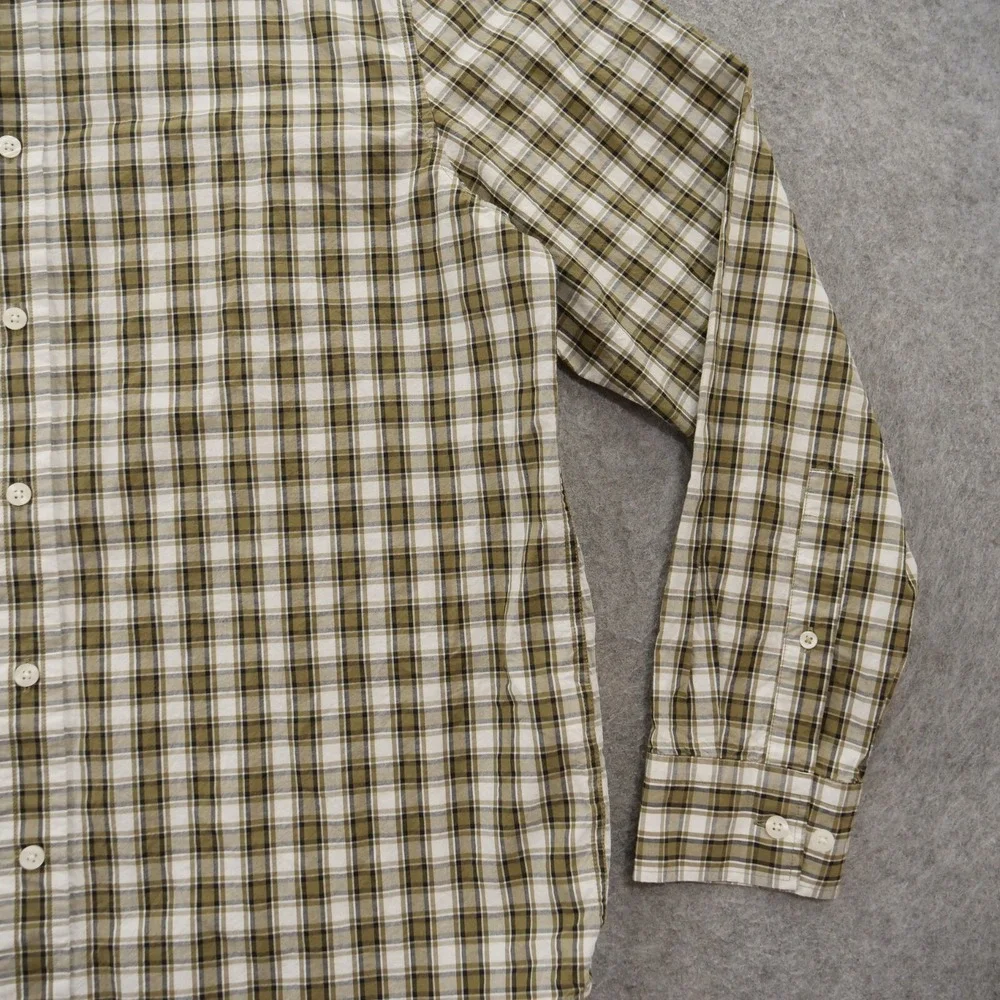 Banana Republic Shirt Mens Large Brown Button Up Untucked Plaid Long Sleeve